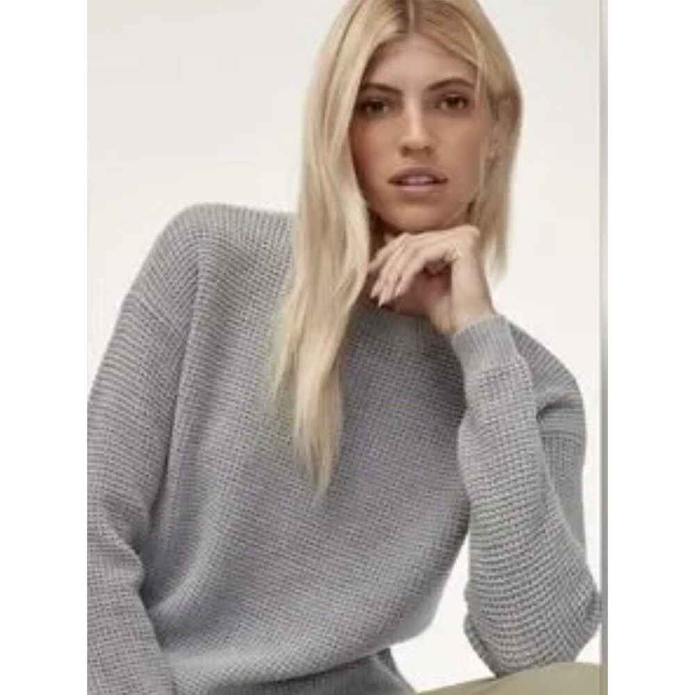 Wilfred Free Size XS Isabelli Merino Wool Waffle Stitch Gray Sweater
